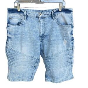 Southpole‎ Mens Jean Shorts Size Slim 36 Blue Moto Y2K 90s Bermuda Distressed